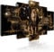 B&D XXL - Wandbilder Tiere 200x100 cm 5 tlg - Wand Deko XXL Leinwand Bilder Groß Bilderset Wohnzimmer Bild Schlafzimmer Kunstdrucke Leinwandbild - Abstrakt Löwen schwarz g-A-0011-b-o