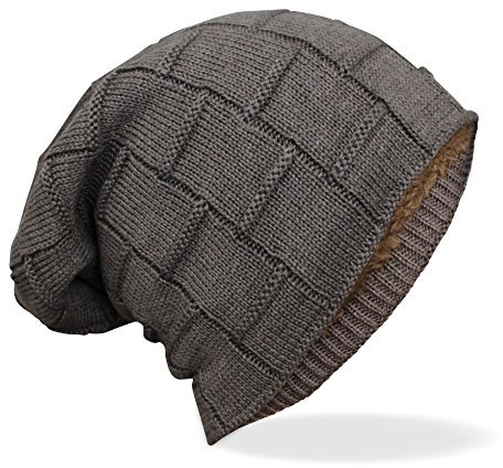 PiriModa Damen & Herren Feinstrick Mütze Unisex weiches Fleece Innenfutter (Braun Modell 2)