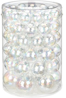 Inge-Glas 14140E460MO Kugelsortiment 60 Stück/Vorteilsdose,18x4 / 20x5 / 16x6 / 6x7 cm Glasklar Irisierend
