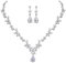 MASOP Silber Braut Schmuckset, Damen Hochzeit Schmuck Set, Blumen Ohrringe und Halskette mit Anhänger Set, Weiß Tropfen Zirkonia CZ Bling Ohrhänger Ohrringe, Hochzeit Party Geschenk für Frau