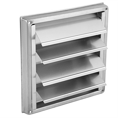 FTVOGUE Cubierta de ventilación para secadora al aire libre, rejilla de acero inoxidable, rejilla cuadrada para secadora, ventilación de pared exterior, solapas móviles