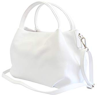 AmbraModa Damen handtasche Henkeltasche Schultertasche aus Echtleder GL023 (Weiß)