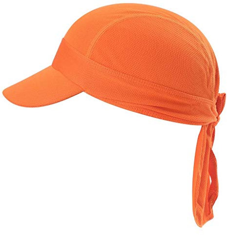 Arcweg Bandana Cap Kopftuch Mit Schirm Atmungsaktiv Pirat Kappe UV Schutz Verstellbar Bikertuch Radsport Mützen Schnelltrockned Orange