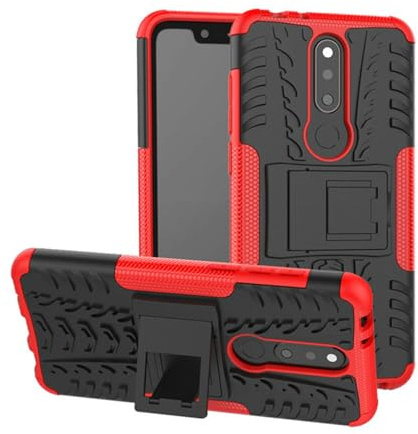 betterfon Oudoor Hülle Kompatibel mit Nokia 5.1 Plus | Case Panzer Hülle Cover Schutzhülle Etui Bumper | Rot