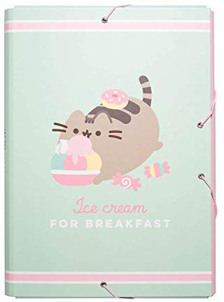 Grupo Erik A4 Sammelmappe Pusheen Foodie Collection - Dokumentenmappe Mit Gummizug, Heftmappe Schule Zubehör, Heftbox Schulranzen Eckspanner Ordnungsmappe