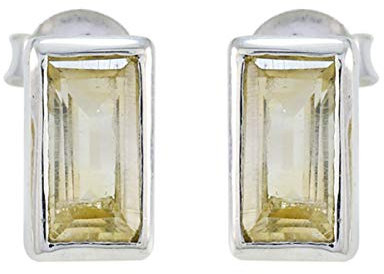RGPL schöne Citrin ein Edelstein Achteck Form facettierte Ohrstecker 925 Silber Ohrringe-RGPL-SECITFC-5068-de