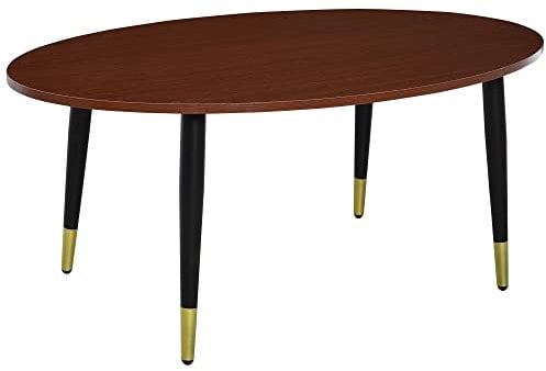 Couchtisch, oval, multifunktional, 100 x 60 x 42 cm, Teak dunkel