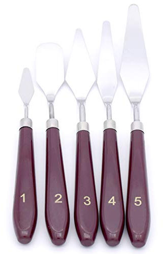 YMWALK Palettenmesserset, 5 Stück Edelstahl-Malmesser Werkzeuge Ölgemälde Mischschaber, Künstler Ölgemälde Spatelölgemälde Farbmischzubehör für Aquarellöl Acrylhandwerk