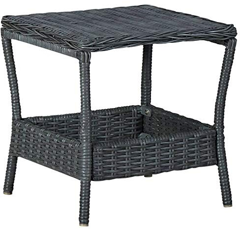 Tidyard Gartentisch Esstisch Bistrotisch Beistelltisch Terrassentisch Balkontisch Campingtisch Balkon Garten Gartenmöbel Rattantisch Dunkelgrau 45x45x46,5 cm Poly Rattan