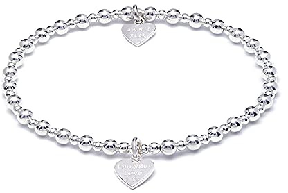 Annie Haak Braccialetto in argento con ciondolo a forma di mini orchidea – Laughter Love Life, 17cm, Argento sterling