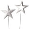 Dragimex weihnachtlicher stimmungsvoller Deko-Stecker Garten-Stecker Stern Metall Silber matt-glänzend gehämmert Preis für 2 Stück, ca. 14 x 57 cm lang