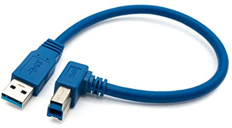 SYSTEM-S Cable USB 3.0 de 30 cm tipo B macho a tipo A macho, ángulo en color azul