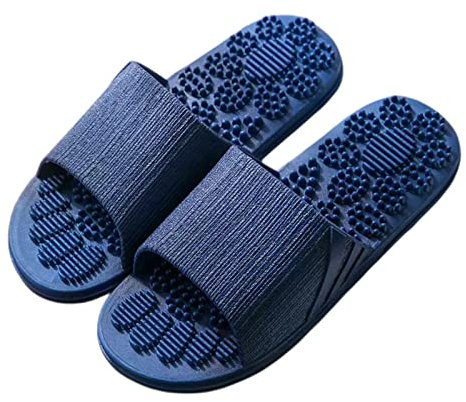 Dulameki Unisex Fußmassage-Hausschuhe Herren Damen Pantoffeln,Navy blau,44/45EU