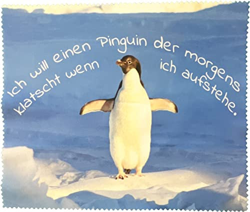 Brillenputztuch Mikrofasertuch mit Spruch: Ich will einen Pinguin