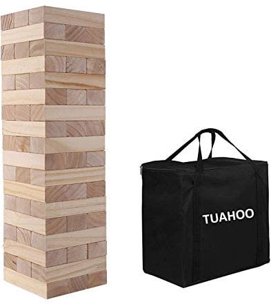 TUAHOO Riesenwackelturm Spiel Holz Stapelturm Builds Von 0.6m - 1,5m Groß Tumble Tower Spiele Jumbo Toppling Blocks Spielzeug Für Kinder Erwachsene & Familie