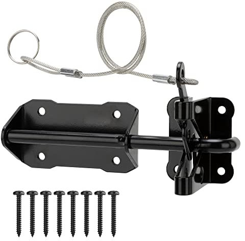 HILLMASTER Loquet de portail automatique robuste pour clôture en bois avec traction à câble, loquet de porte autobloquant de 19 cm, loquet de sécurité pour jardin, piscine, portails métalliques,