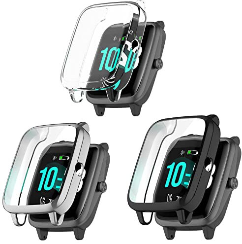 Onetuo Schutzhülle Kompatibel mit id205l, Flexibles TPU Vollschutz mit Kratzfest Displayschutz Schutz Hülle für PUTARE ID205/ willful SW021/ YAMAY SW021/LIFEBEE ID205L/ UMIDIGI Uwatch3 (3 Pack-A)