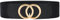 JasGood Damen Breiter Elastischer Taillengürtel Vintage Stretchy Kleid Gürtel Hüftgürtel mit Gold O-Ring Schnalle, Schwarz, 90cm