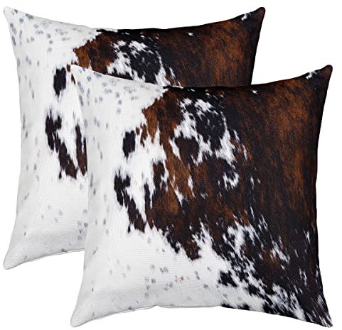 Kuhfell Gedruckte Kissenbezüge 40x40cm 2er Set Kissenbezüge Kuhfell Kissenbezug Kissenhülle für Wohnzimmer Schlafzimmer Bauernhaus Western Bauernhof Tier Haut Sofakissen Couchkissen für Sofa