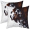 Kuhfell Gedruckte Kissenbezüge 40x40cm 2er Set Kissenbezüge Kuhfell Kissenbezug Kissenhülle für Wohnzimmer Schlafzimmer Bauernhaus Western Bauernhof Tier Haut Sofakissen Couchkissen für Sofa