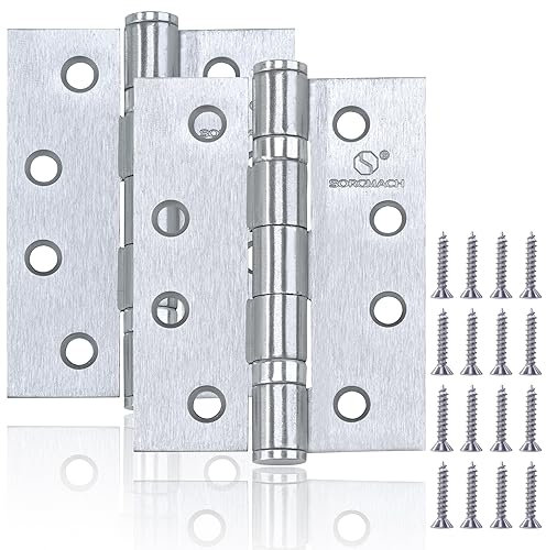 Chrome 2 Pcs Heavy Duty Door Hinges - 4 inch (100 x 75 x 3 mm), Ball Bearing, External & Internal, Outdoor & Wood