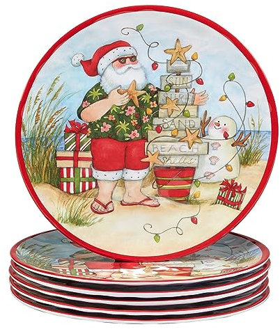 Certified International Santa's Wish Lot de 6 assiettes plates en mélamine Multicolore 28 cm