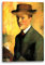 Leinwandbild (20x30cm) August Macke: Selbstportrait mit Hut, Leinwand auf Keilrahmen gespannt und fertig zum Aufhängen, hochwertiger Kunstdruck aus deutscher Produktion
