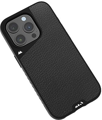 Mous for iPhone 15 Pro Case MagSafe Compatible - Limitless 5.0 - Black Leather - Protective iPhone 15 Pro Case - Shockproof Phone Cover