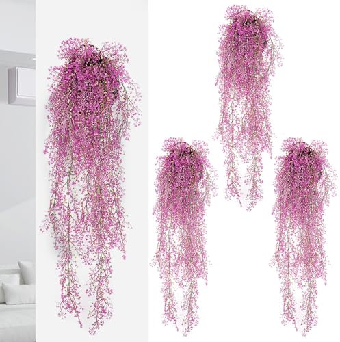 FORYNXHWIN 4 Pcs Artificial Hanging Flowers - 80cm UV-Resistant Fake Hanging Plants, Red Vine Flowers for Indoor & Outdoor Wedding, Party, Home, Garden, and Wall Decoration