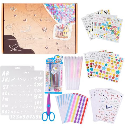 JIMBON 33Pcs Scrapbooking Accessories Kit with Stickers Pens Photo Corners Scissors for Photo Album DIY Decoration, Adults Card Making Supplies Kit