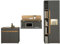 Furn.Design Büromöbel komplett Set in grau matt und Eiche Wotan Holz mit Aktenschrank, Sekretär und Vitrine modern für Homeoffice und Büro Center (Set 2)