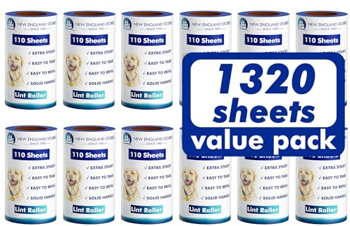 Lint Rollers for Pet Hair Extra Sticky, 1320 Sheets (12 Refills Mega Value Set), Portable Pet Lint Remover for Clothes, Furniture, Carpet, Dog & Cat Hair Removal