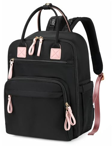 18 Pockets Diaper Bag Backpack with Waterproof Pockets and Stroller Buckle, Convertible Tote Bag (Black, Large)