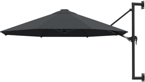 ShCuShan Sombrilla de pared con barra de metal 300 cm antracita Parasol Jardin Toldos Exterior Terraza
