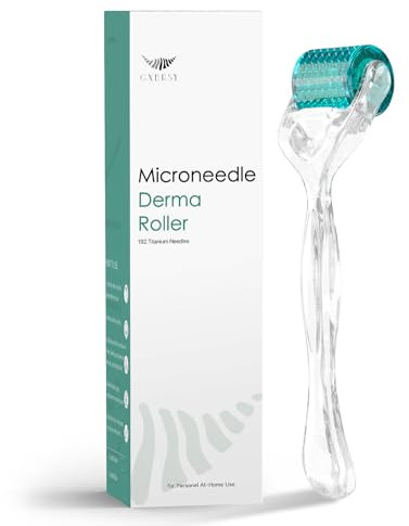 Derma Roller Microneedle, Titanium 192 Micro Needle Dermal Roller Visage Barbe Usage domestique (Crystal Blue)