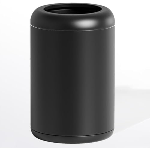 LEASYLIFE 10L/2.6 Gallone Messing Mülleimer, Gold Badezimmer Mülleimer, große Öffnung Edelstahl Mülleimer für Bad, Schlafzimmer, Hotel, Arbeitszimmer, RV (schwarz)