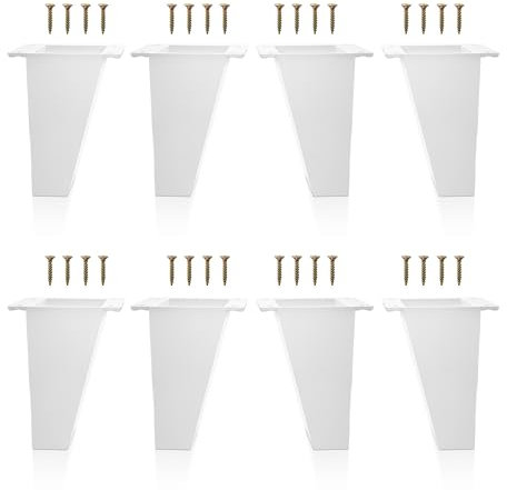 Kukicu ✮ Pieds de meubles blancs ✮ Pieds nordiques, lot de 8 pieds inclinés, vis incluses - Couleur blanc neutre - Pieds en résine ABS pour tables, étagères, etc (12 cm)