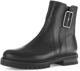 Gabor Damen Biker Boots, Frauen Stiefeletten,Komfortable Mehrweite (H),Bootee,Booties,halbstiefel,Kurzstiefel,schwarz (Mel/CDF),43 EU / 9 UK