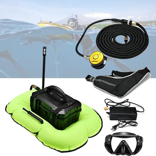 Spdazzleburst Tauchflasche, Tauchventilator, Tauchatemregler, 3/5,5 Stunden Tauchen, wasserdichter Luftkompressor, für Freizeittauchen und Angeln,Black-40000mAH