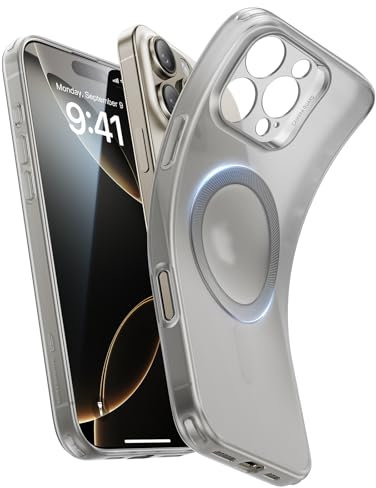 ESR for iPhone 16 Pro Max Case, Compatible with MagSafe, Camera Protection, Shockproof Thin Cover, Resists Yellowing and Scratches, Magnetic Phone Case for iPhone 16 Pro Max, Zero Series, Frosted Grey