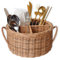 Chi An Home Wicker Utensil Holder For Countertop, Rattan Farmhouse Cutlery Caddy, Handwoven Party Silverware Organizer For Knife, Spoons, Multi-Use 4-Compartment (Round)