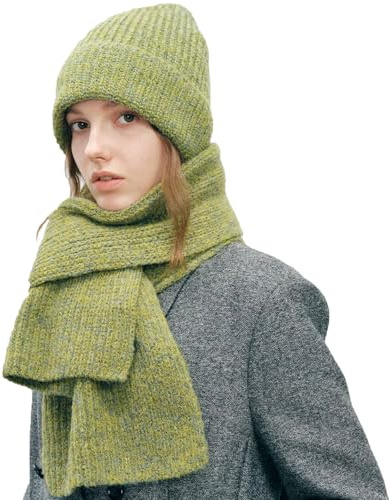 Fnaobai Wintermütze, Schal, Set für Damen und Herren, 2-teilig, Strickmütze, warmer Schal, dicker Grobstrick-Schal, gemütlich, kaltes Wetter, passender Anzug