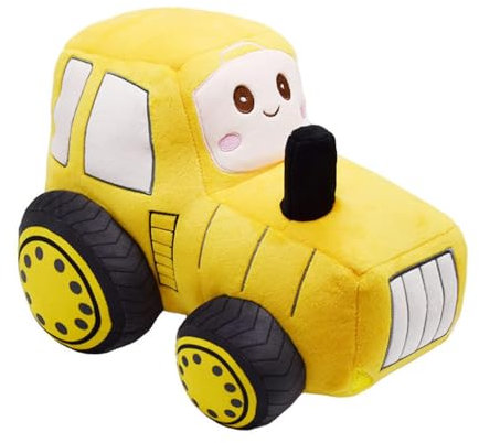 NatureMan 30cm Auto Plüsch Traktor Gefüllte Kissen LKW Spielzeug Cartoon Traktor Plüsch Kissen, Ausgezeichnete Geschenke für Kinder Geburtstag Weihnachtsfeier (gelb)