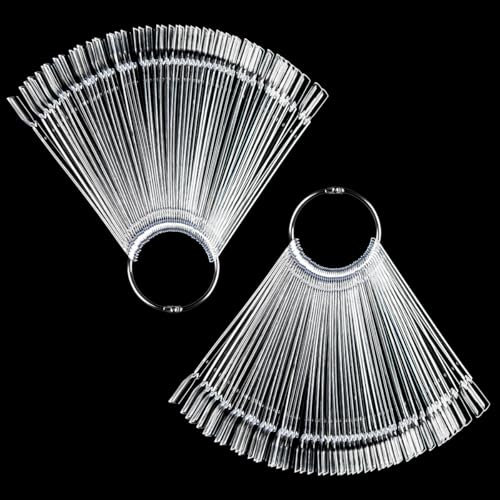 Transparent 100PCS Nail Art Tips, Fake Nail Art Tips Nail Swatch Sticks Colour Nails Display Sticks, Sticks Nail Art Practice for Nail Gel Polish,Nail Display DIY