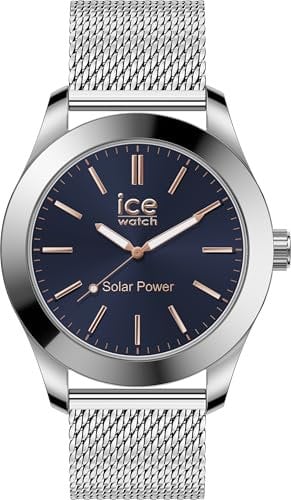 ICE-WATCH - Ice Steel Silver Dark Blue - Silbergraue Herrenuhr mit Metallarmband - 023794 (Medium)