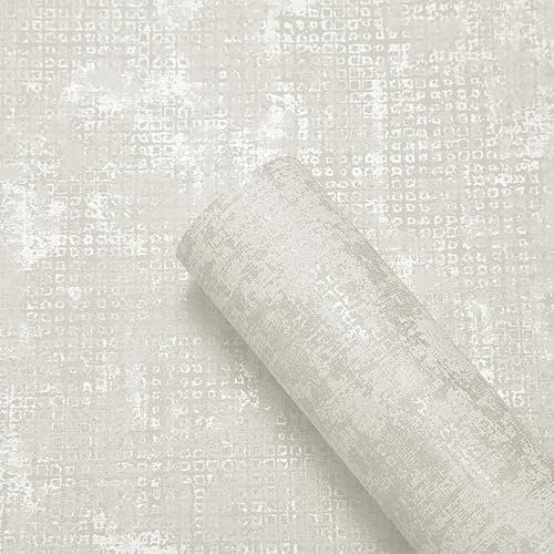 Pamatio Concrete White Grey Wallpaper - Metallic Glitter Feature Industrial Cement Effect - Non-Woven - Living Room Bedroom Walls Adult, 53 cm x 9.5 m Roll