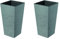 Stolmet Square Tall Modern Look Planter Flower Pot Set (2-Pack) - Indoor & Outdoor Garden Decor, Available in 5 Colours - Furu Design with Removable Insert (Concrete, 91.5L)