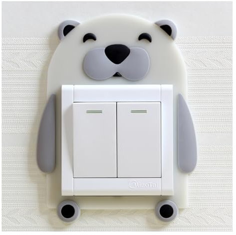 Wisafory Schalter-Aufkleber Wandaufkleber Lichtschalter Schutz aus weichem Silikon dekorative Schutzabdeckungen Leuchtende Wandsteckdosenaufkleber für Wohnzimmer, Schlafzimmer Stummer Bär