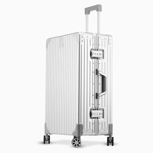 Simcat All Aluminum Carry On Suitcase, 100% Aluminium Metallkoffer, Aluminiumlegierung Koffer Trolleys Handgepäckkoffer mit Spinnerrädern, TSA-Schloss (Silber, 20-Zoll-Koffer, Klassisch)