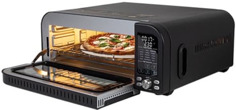 Berlinger Haus forno pizza, forno pizza elettrico – 2000W, 15 funzioni di cottura, air fryer, Display digitale, riscaldamento rapido fino a 400°C, finestra in vetro triplo strato (nero)